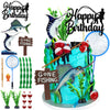 18 PCS Gone Fishing Cake Topper Decoration for Fisherman Themed Birthday Retirement Party Supplies