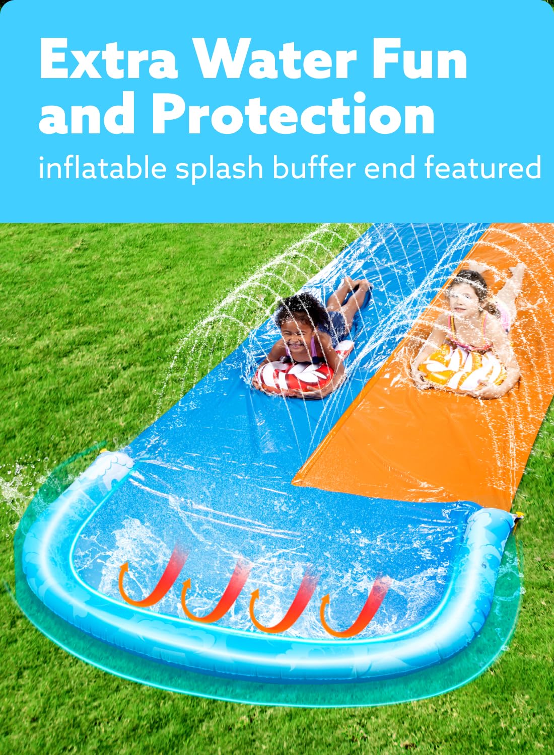JOYIN 22.5ft Water Slides and 2 Bodyboards, Lawn Water Slide Summer Slip Waterslides Water Toy with Build in Sprinkler for Backyard Outdoor Water Fun