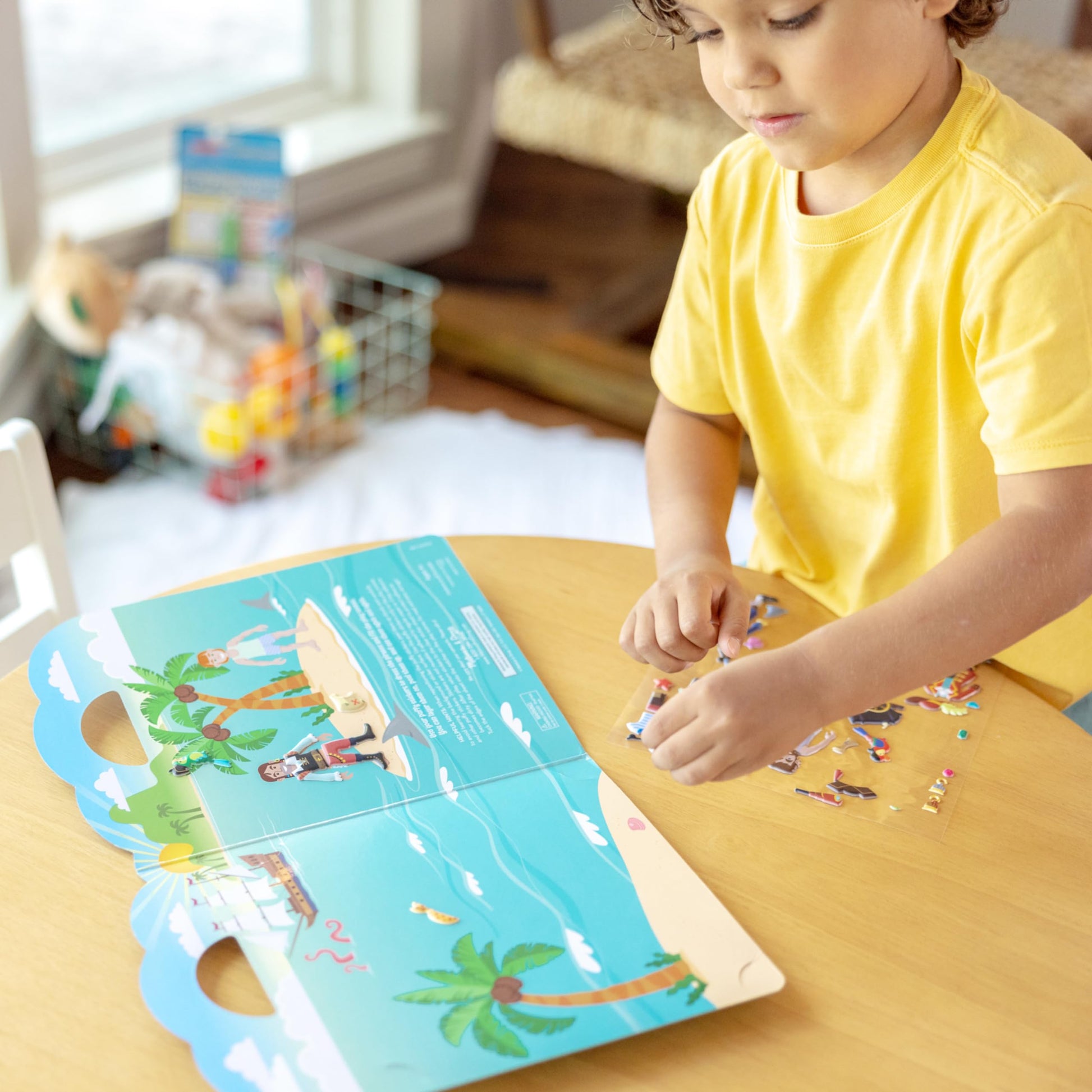 Melissa & Doug Puffy Sticker Activity Books Set of 3 - Safari, Pirate &On The Farm, with Reusable Stickers and Fold-Out Scenes, Mess Free Play Set &