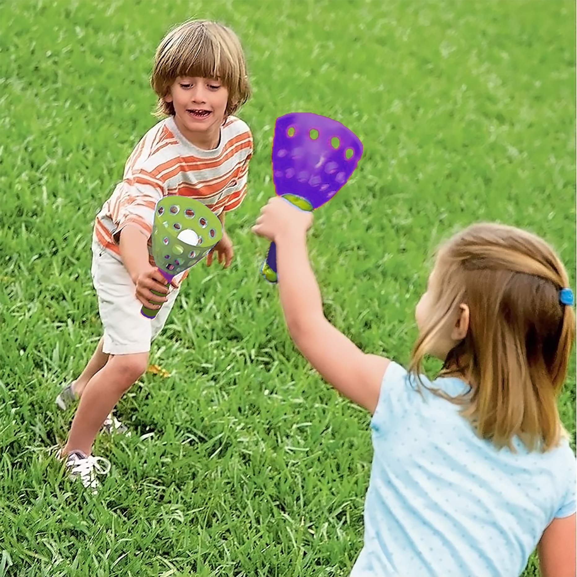 Geospace Original POP 'N Catch Family Skill Game with 2 Launchers - Launch & Catch The Ball for Hours of Fun! Perfect for Backyard, Beach or Tailgate