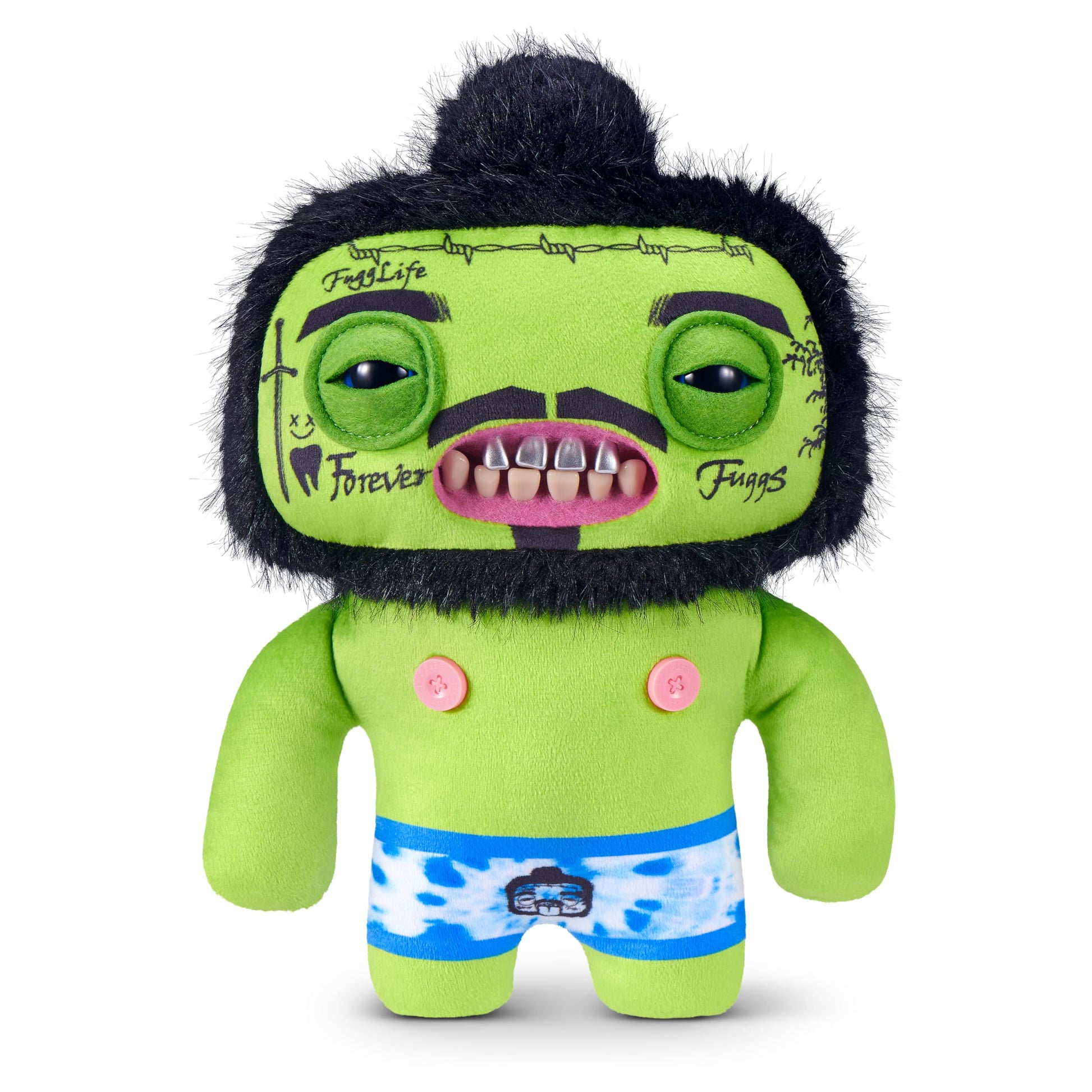 Fuggler Fugg Stars 9-Inch Plush Toy (Rhymer Mcslimer) by ZURU - Funny Ugly Monster Stuffed Animal with Human-Like Teeth, Collectible Plush for Kids