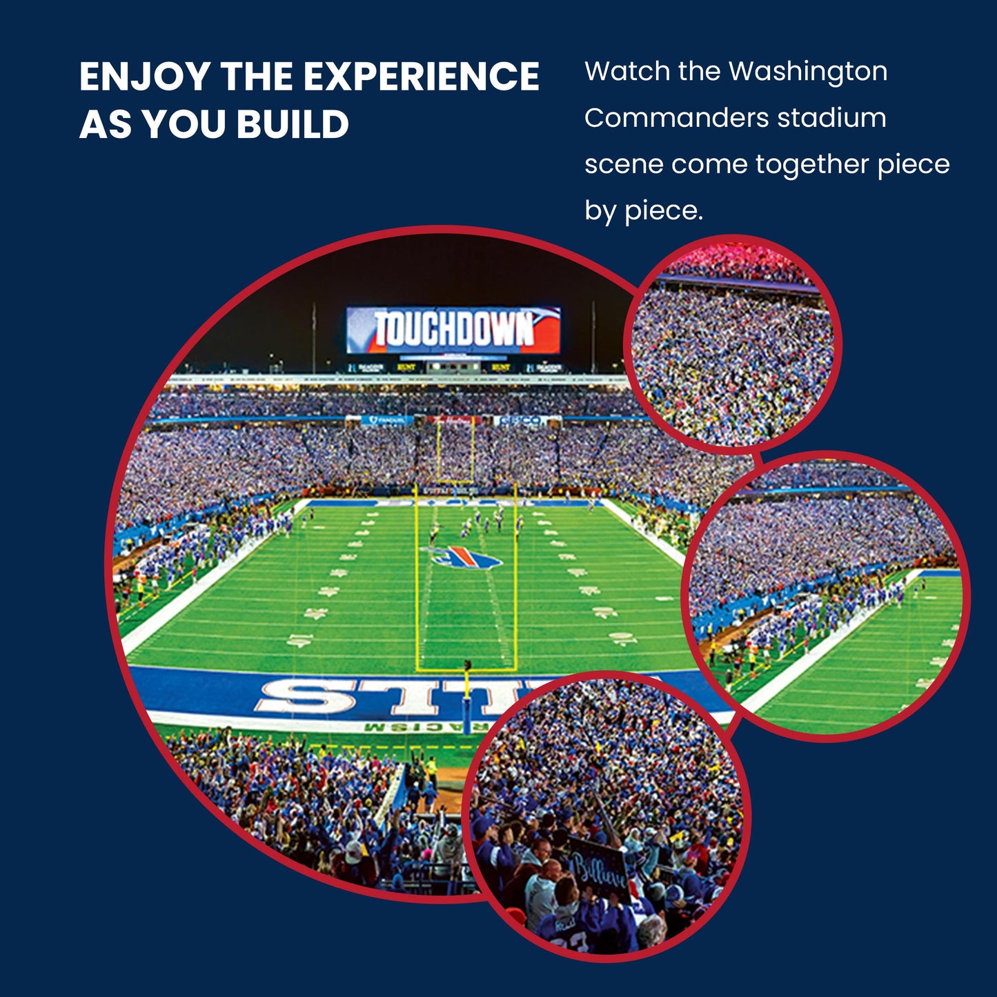 MasterPieces Buffalo Bills Puzzle 1000 Piece Panoramic NFL Jigsaw - Stadium Endzone View, Official Licensed Football Team Artwork, Random Cut Pieces