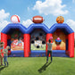 Inflatable Carnival Games, Extra Large 3-in-1 Sports Arena with Basketball, Football & Baseball Toss, Includes 750W Blower for Family Gatherings, Lawn