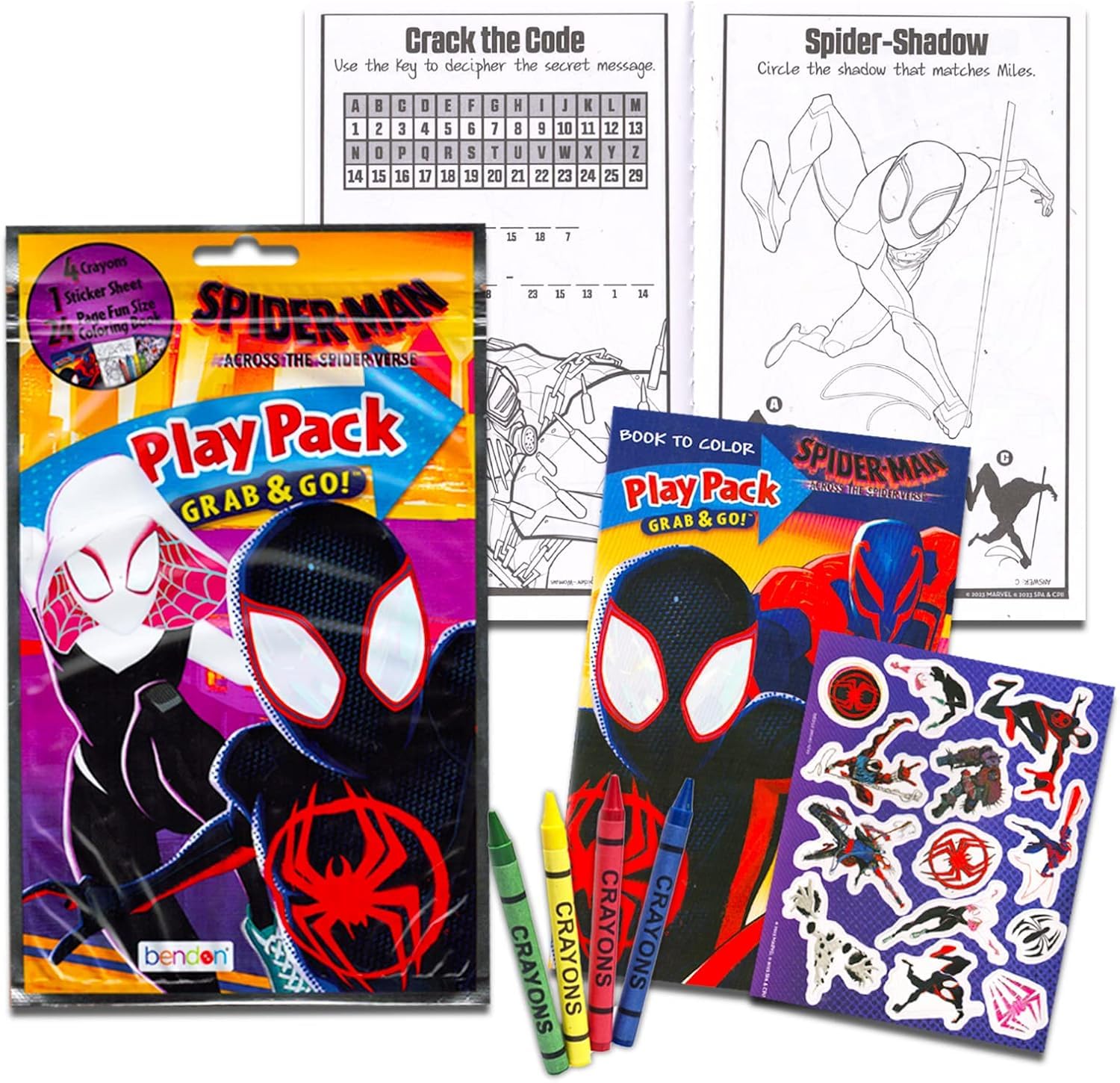 Spiderverse Coloring & Activity Book Set - Bundle of Spiderman Coloring Pages, Play Pack, Games, Puzzles, 300+ Stickers, More | Superhero Set for Kids