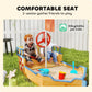 Outsunny Wooden Kids Sandbox Ship-Shape Outdoor Sandboat Natural Wood
