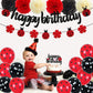 Ohiviaaa Ladybug Birthday Decorations Ladybird Happy Birthday Banner Ladybeetle Cake Topper Black Red Latex Balloon Pom Pom Flowers for Ladybug Theme
