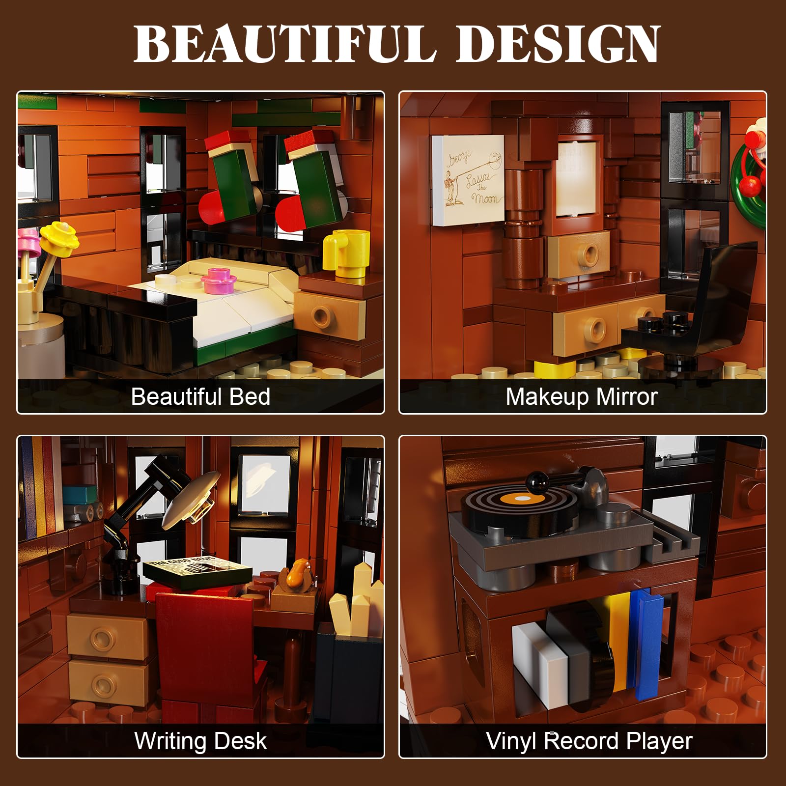 It's A Wonderful Life House Building Set with LED Light, Christmas Holiday Snow House Building Blocks Toy, Compatible with Lego Chritmas Village