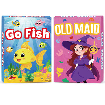 Kids Card Games, Go Fish Card Game, Old Maid Card Game, Card Games For Kids 4-8, Fun Educational Cards for Toddler 2-4 Years, Great for Family Table