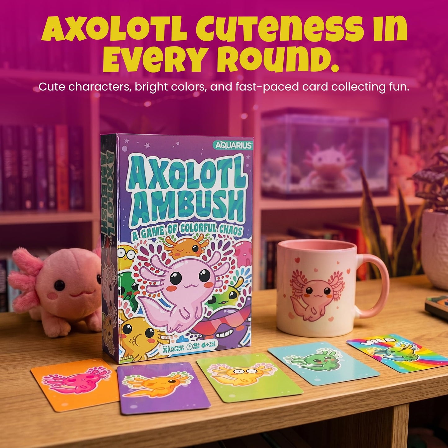 AQUARIUS Axolotl Ambush Card Game - Great Family Fun - Ages 6+ - Officially Licensed for Fun - Axolotl Card Game - Merchandise & Collectibles