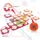 Everplay 60PC Race Car Track Builder Building Blocks Playset Reversible Racing Tracks School Bus & Accessories Educational STEM Development Creative
