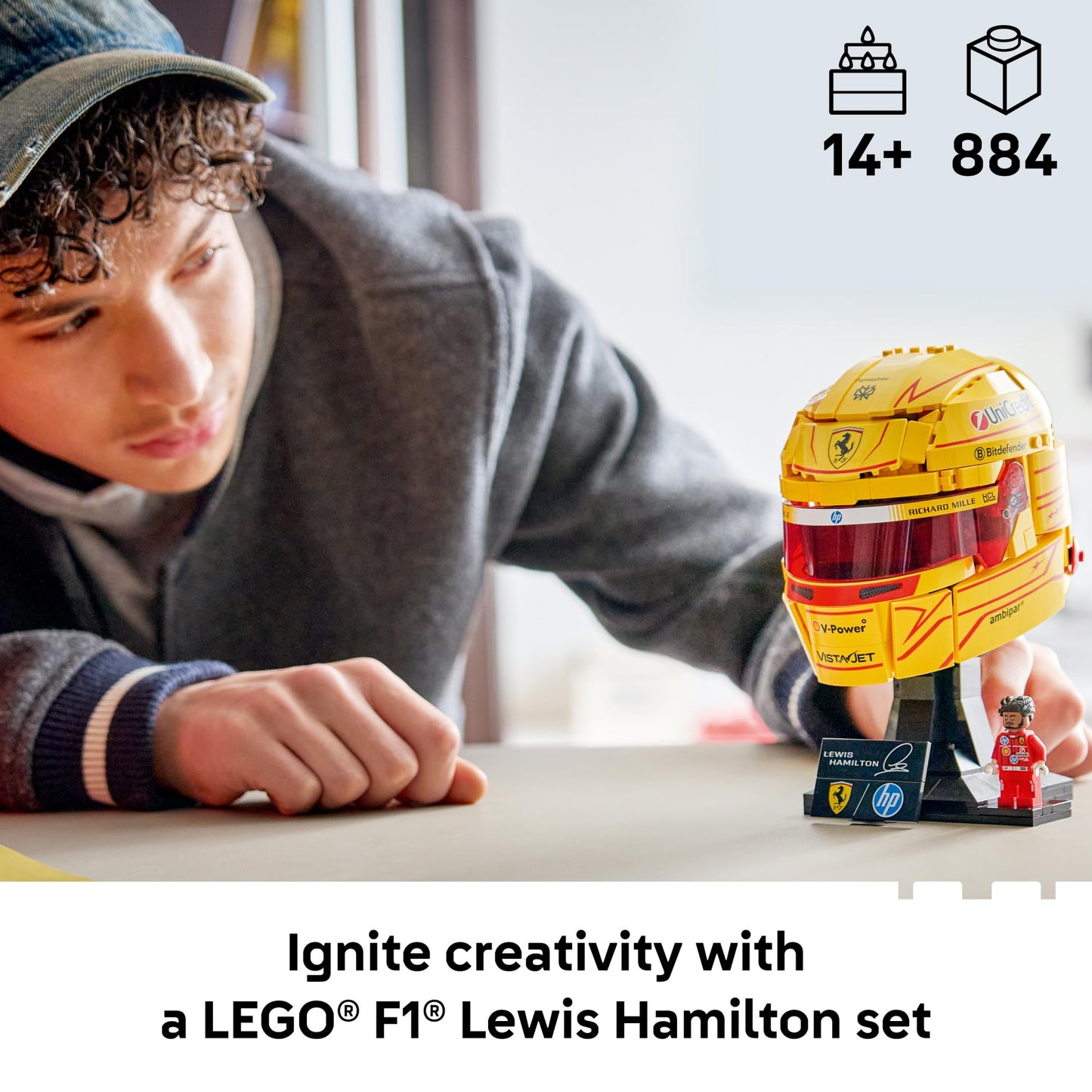 LEGO Editions Scuderia Ferrari HP Lewis Hamilton Helmet - Building Set for Teens, Ages 14+ - Collectible F1 Display - Bedroom or Home Office Decor -