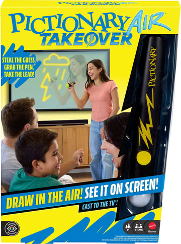 Mattel Games Pictionary Air Takeover Family Game for Kids, Adults & Game Night with Electronic Pen & Clue Cards for Groups Ages 8+