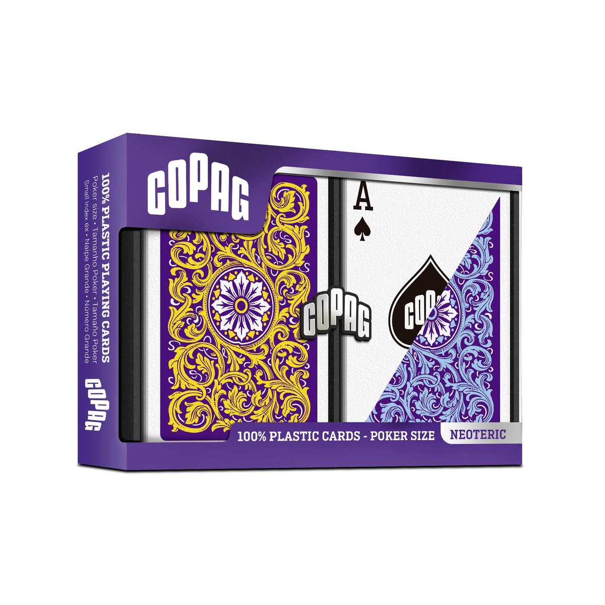 Copag 1546 Neoteric Design 100% Plastic Playing Cards, Poker Size (Standard) Violet/Yellow/Blue (Regular Index, 1 Set)