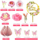 17 PCS Flower Cake Toppers Boho Cake Toppers Butterfly Cake Decorations with Light Artificial Roses Eucalyptus for Wedding Birthday Supplies (Light