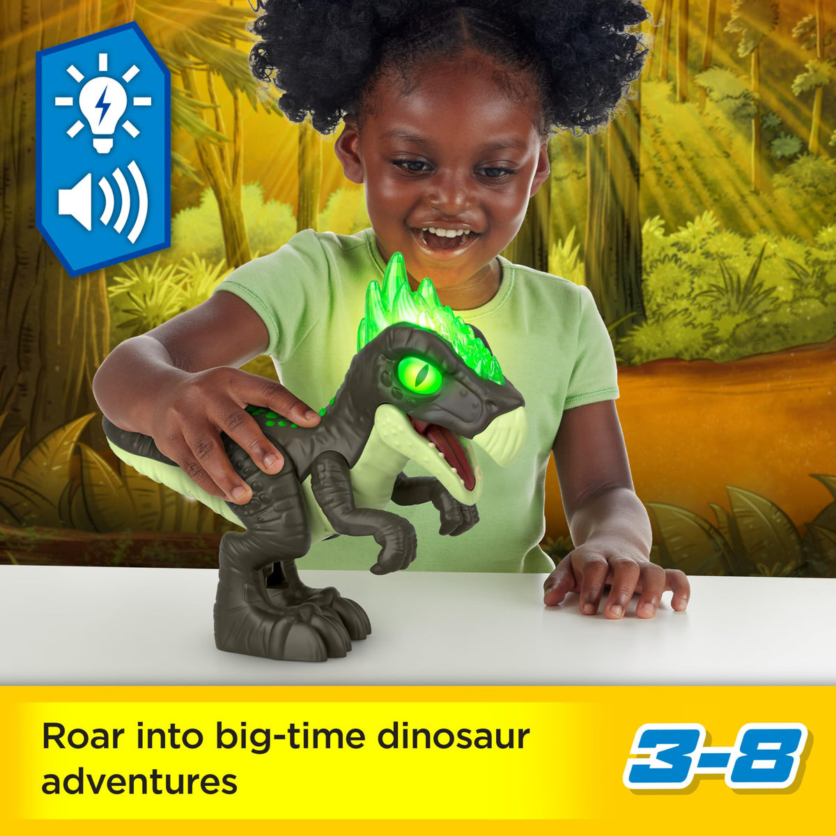 Fisher-Price Imaginext Jurassic World Dinosaur Toy Deluxe Dracorex XL 10-Inch with Lights & Sounds for Pretend Play Kids Ages 3+ Years