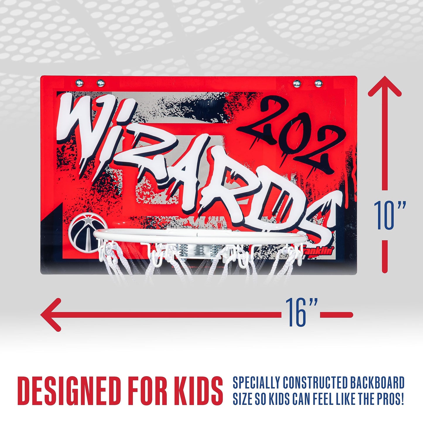 Franklin Sports NBA Over the Door Basketball Hoop - Washington Wizards