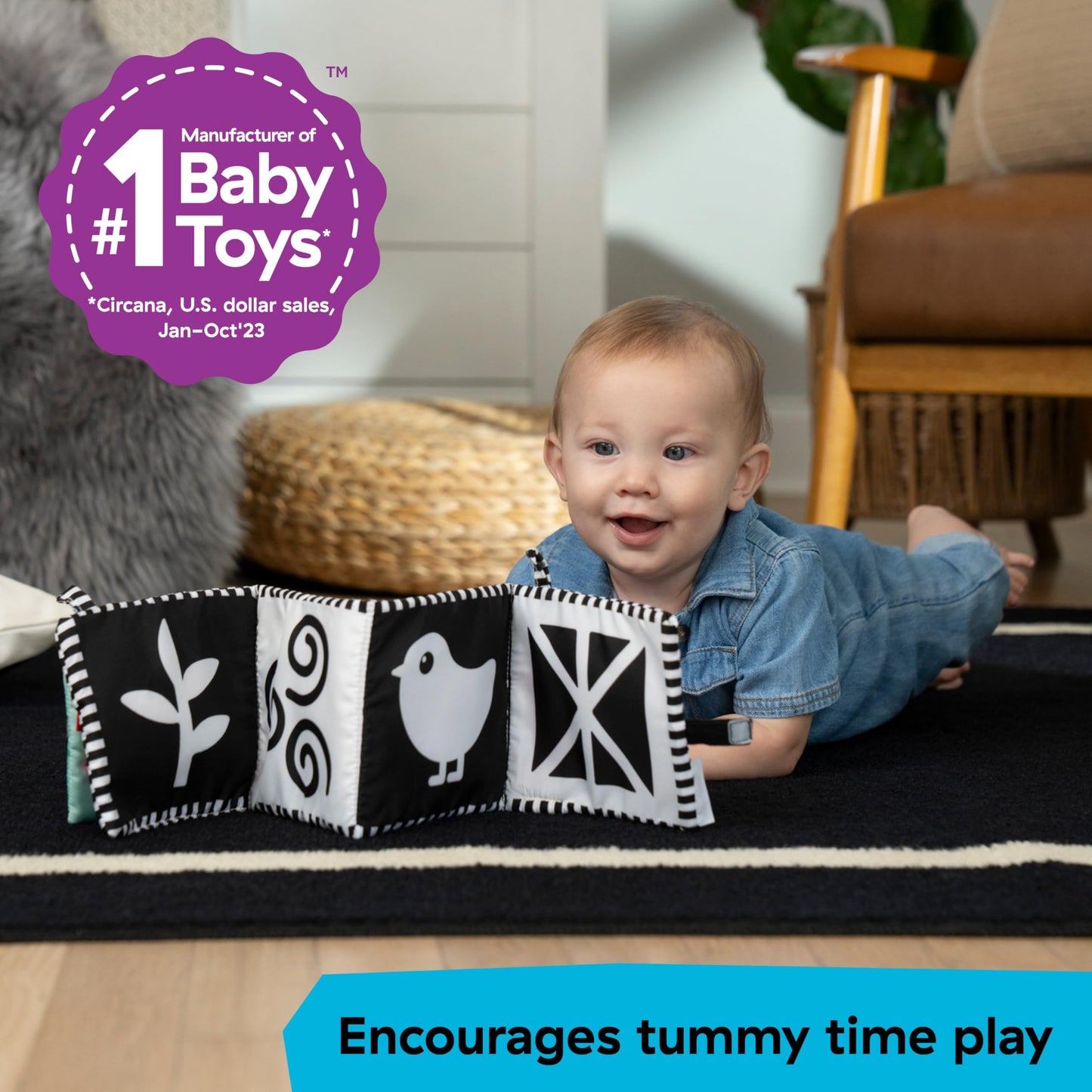 Baby Einstein Farm Explorers Counting at the Farm Soft Activity Book, Multisensory, for Tummy Time, Ages 0+ Months