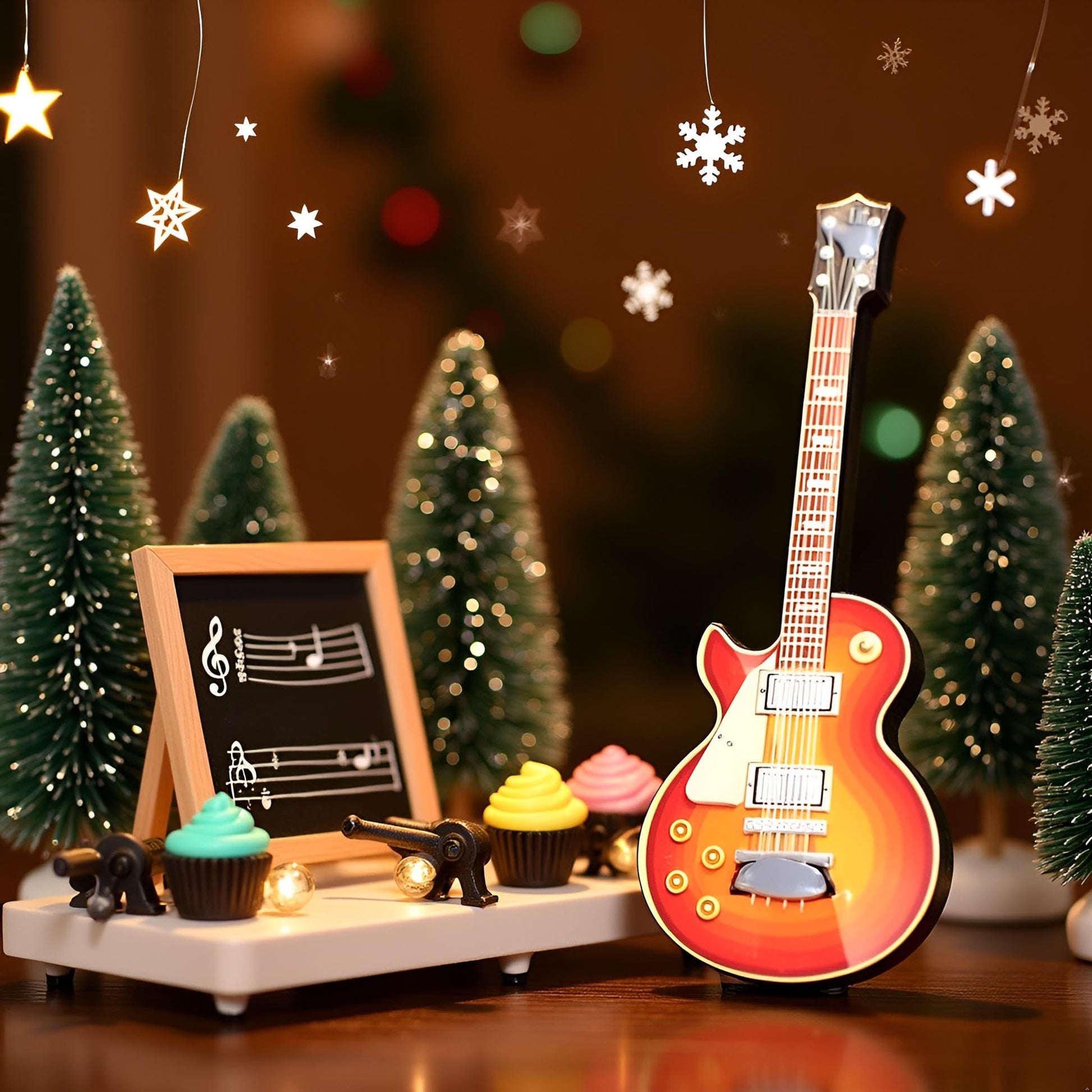 1Pc Miniature Guitar 1:12 Dollhouse Miniature Instrument Guitar Model Multifunction Decorative Ornament for Home Festival Holiday Party Decor