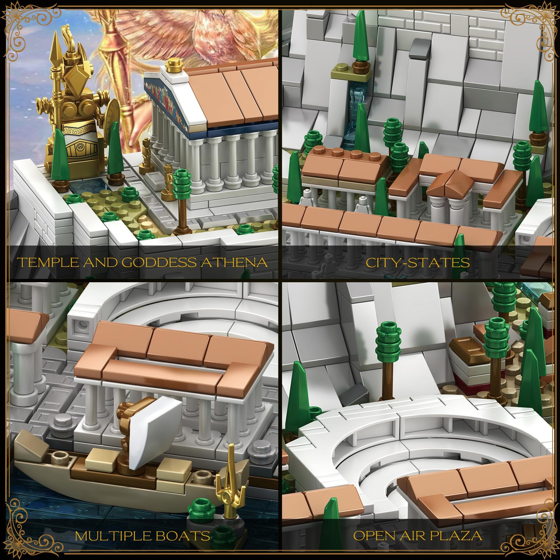 kvsju Architecture Acropolis Castle, Famous Landmark Architecture Athenian Acropolis Building Block Sets, Collectible Exhibition Model for Children