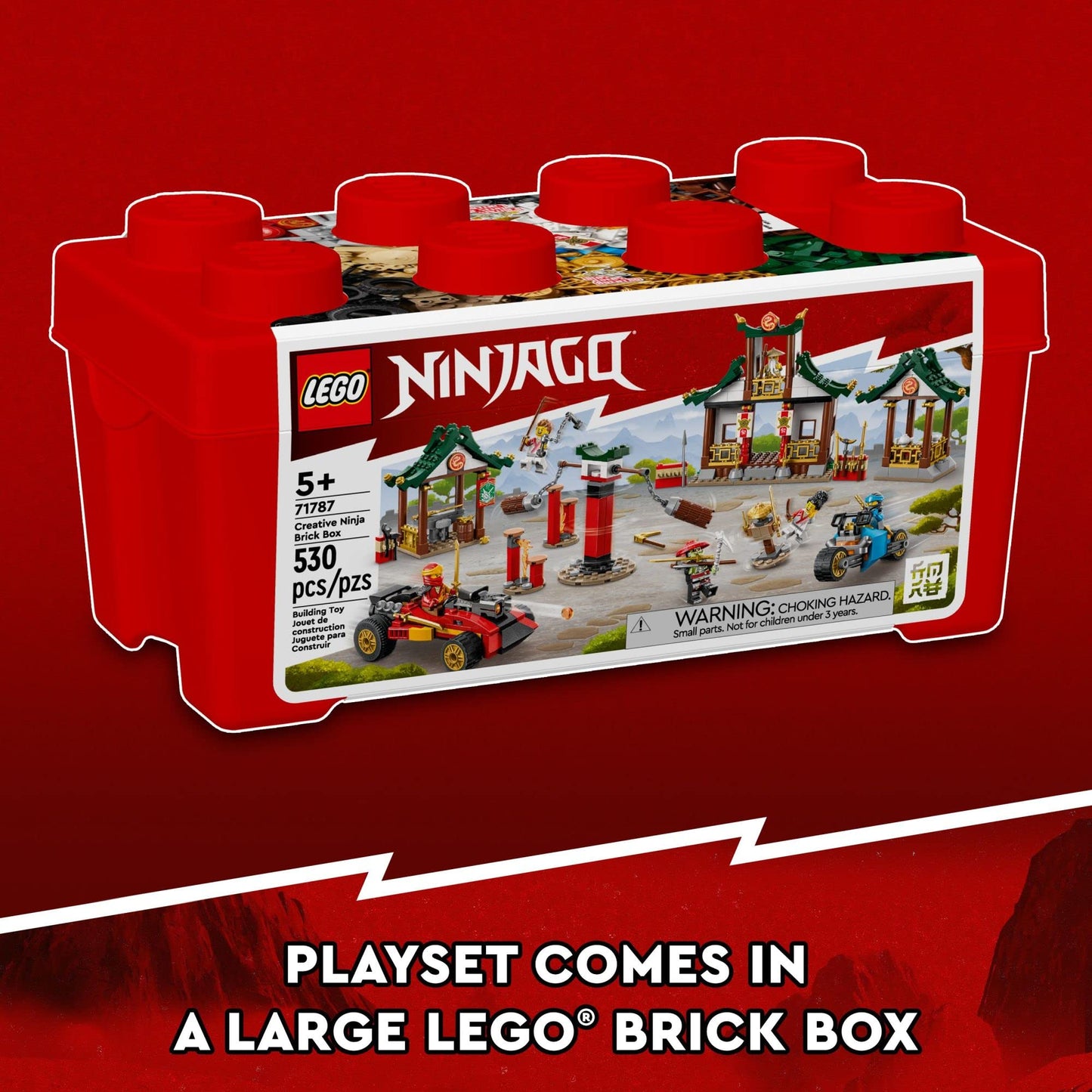 Lego NINJAGO Creative Ninja Brick Box 71787, Toy Storage, Bricks to Build Dojo, Ninja Car, Motorbike, 6 Minifigures & More, Toys for Kids 5 Plus