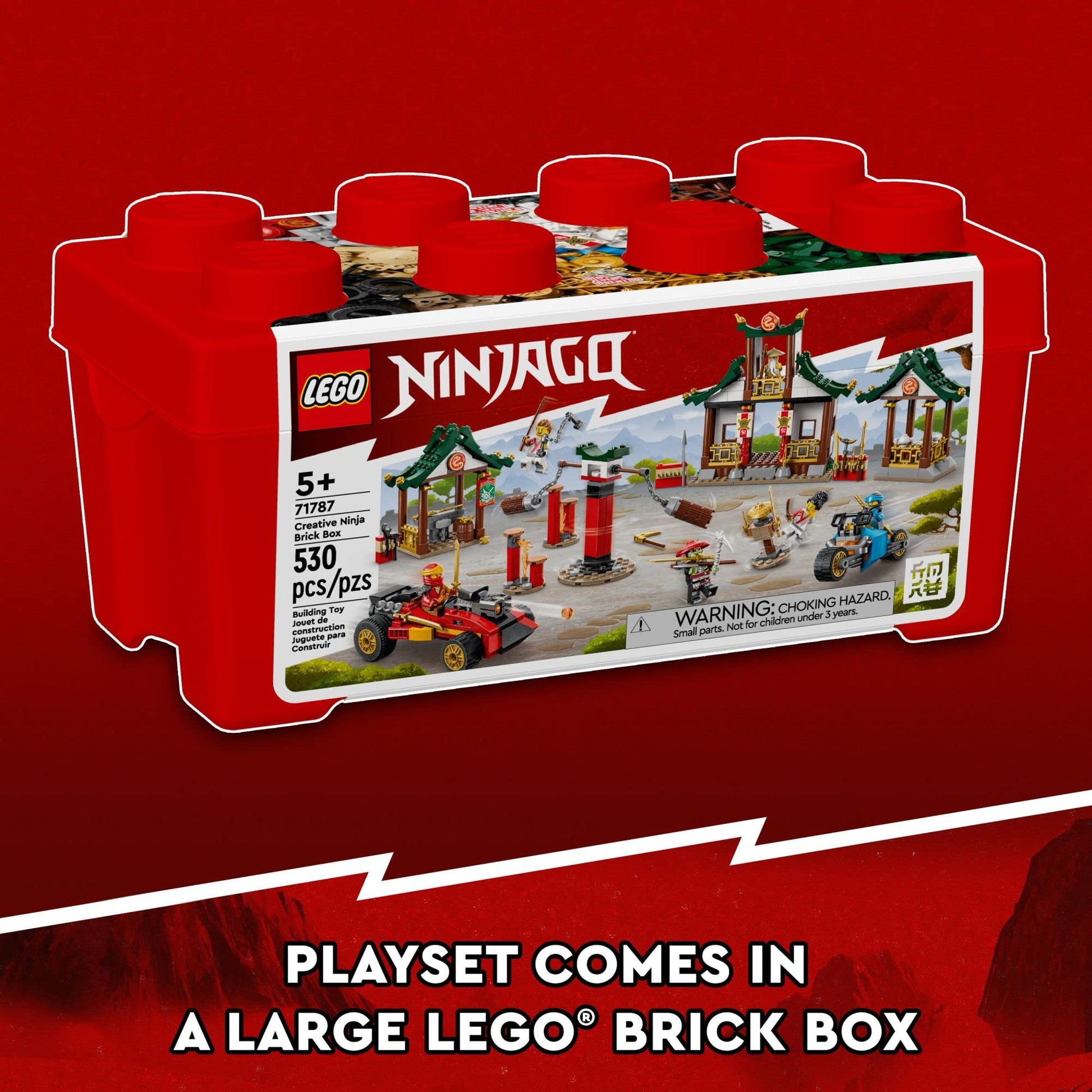 Lego NINJAGO Creative Ninja Brick Box 71787, Toy Storage, Bricks to Build Dojo, Ninja Car, Motorbike, 6 Minifigures & More, Toys for Kids 5 Plus