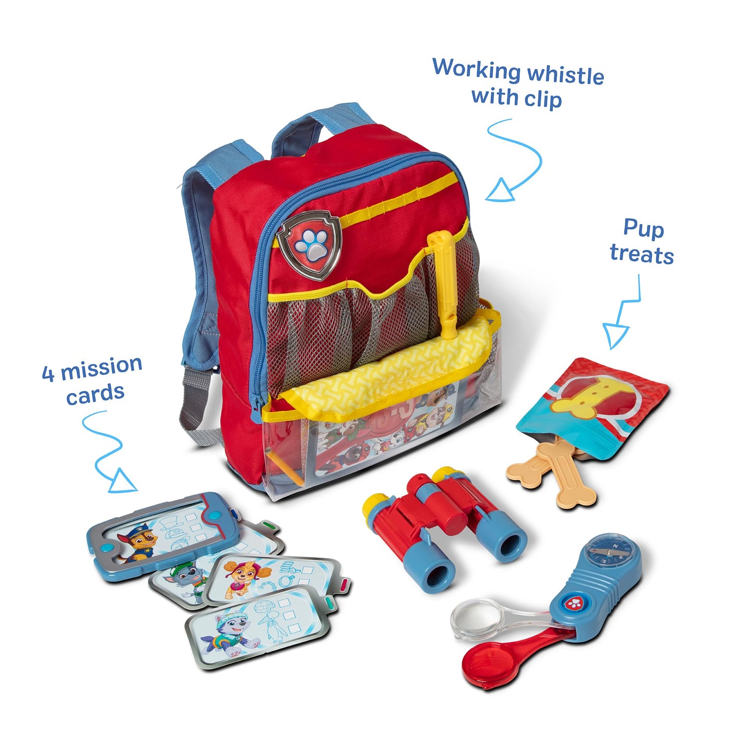 Melissa & Doug PAW Patrol Pup Pack Backpack, Adventure-Ready PAW Patrol Toys for Kids with Whistle, Binoculars, & Mission Cards, Preschool Toys for