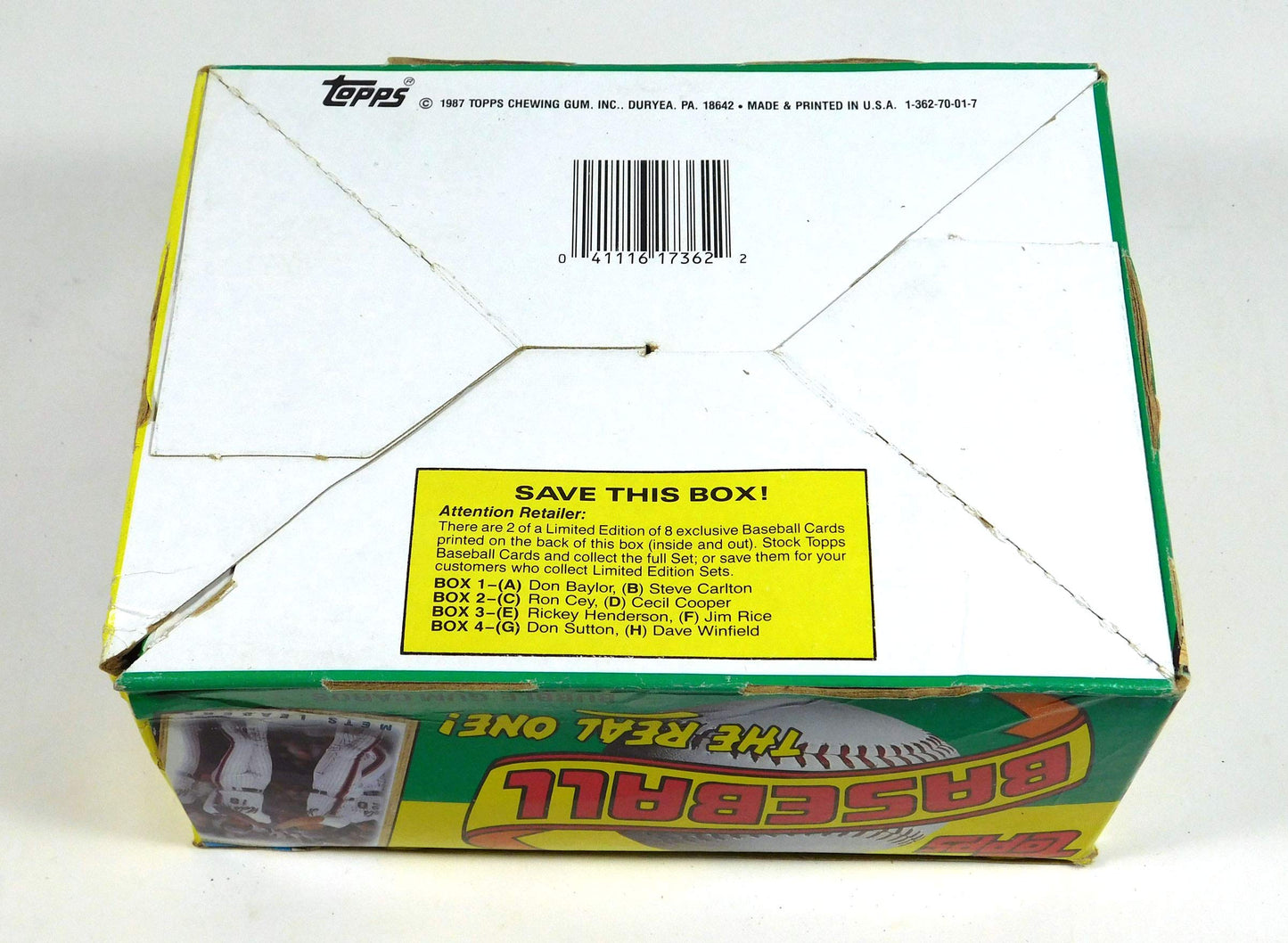 Topps 1987 Baseball Wax Pack Trading Card Box (36 Packs) Possible Rookie Cards Including Barry Bonds, Rafael Palmeiro and Barry Larkin