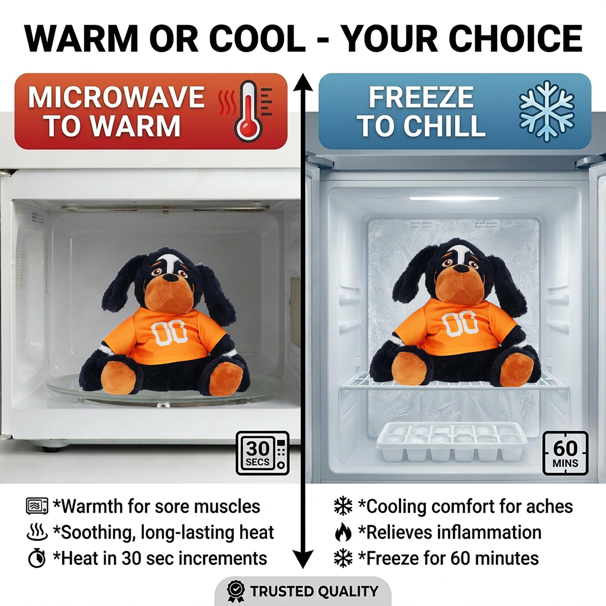 Warm Pals Smokey University of Tennessee Mascot UT Vols - Heatable Coolable Bedtime Comfort Plushie - 1.5lbs - Cozy Microwavable Lavender Scented