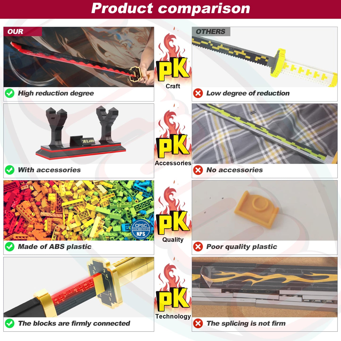Jorumo Swords Building Sets for Boys 8-14, 39in Tsugikuni Yoriichi Sword Building Block with Scabbard and Stand, Anime Sword Building Toy Gift Katana