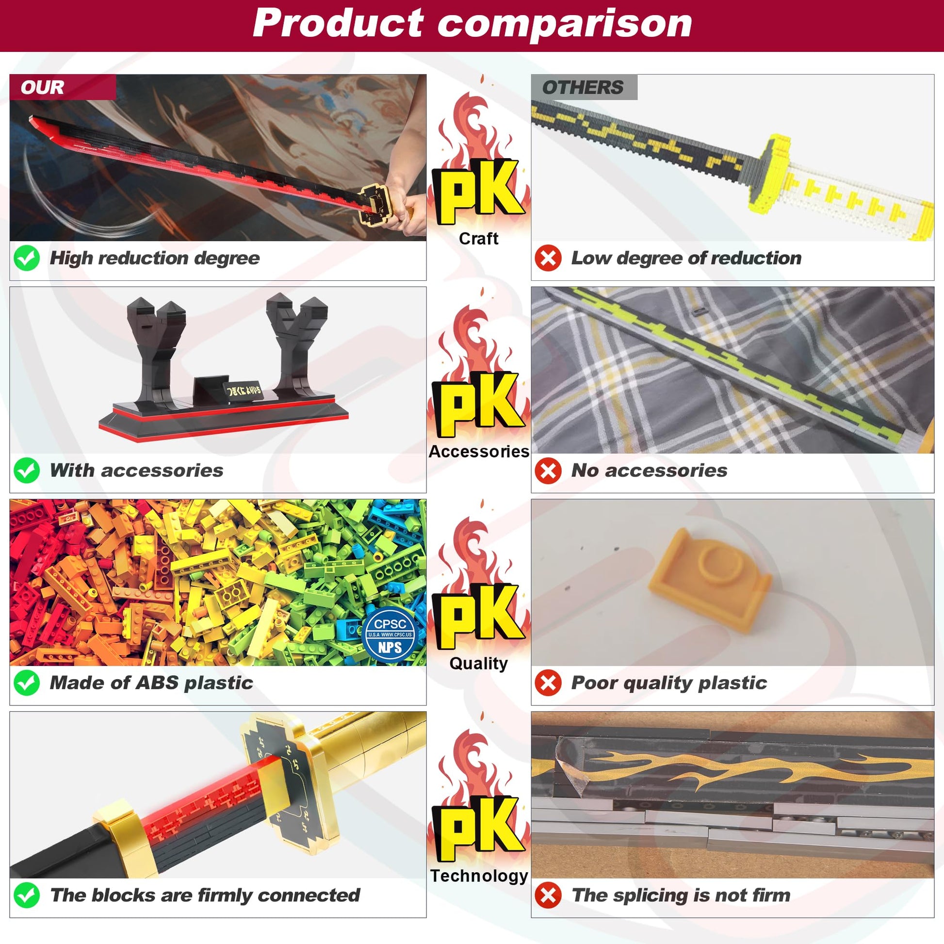 Jorumo Swords Building Sets for Boys 8-14, 39in Tsugikuni Yoriichi Sword Building Block with Scabbard and Stand, Anime Sword Building Toy Gift Katana
