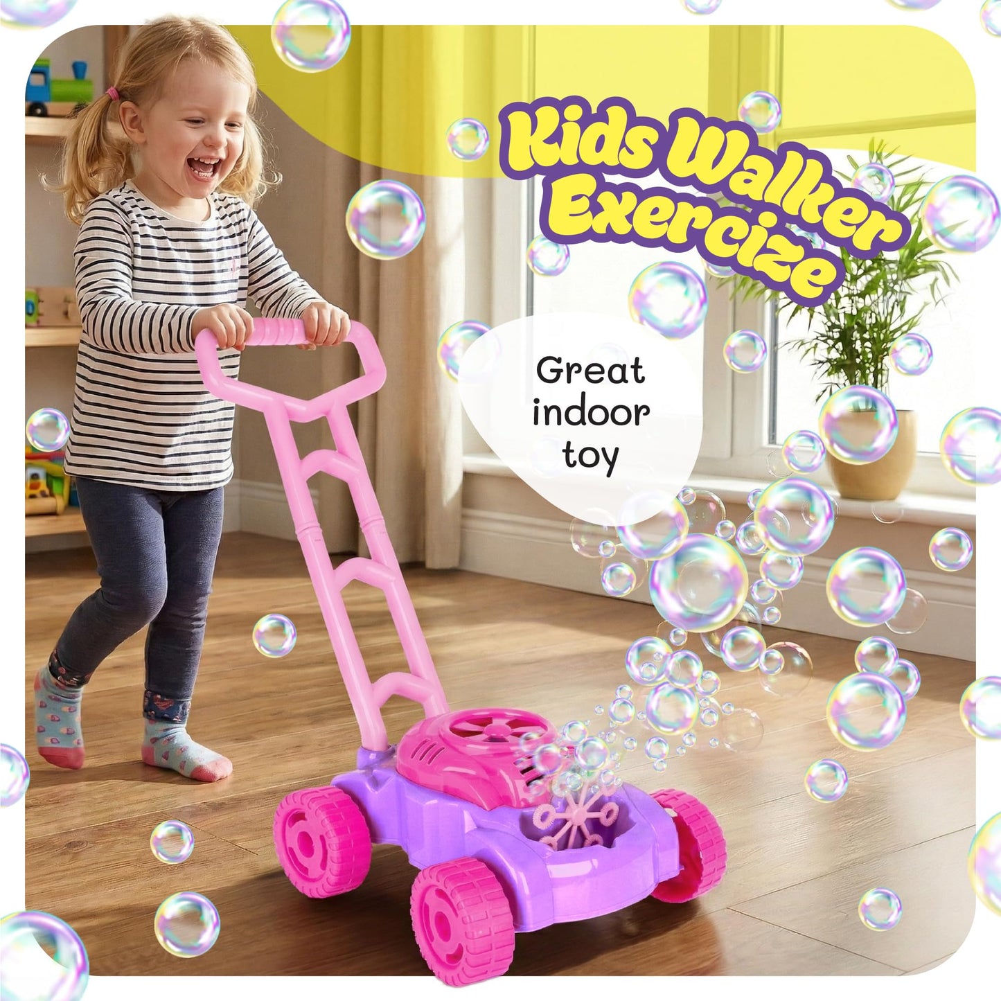 ArtCreativity Bubble Lawn Mower for Toddlers 1-3, Bubble Machine for 1-Year-Old Girl Gifts, Toddler Outdoor Toys for 2-Year-Old Girl Birthday Gift