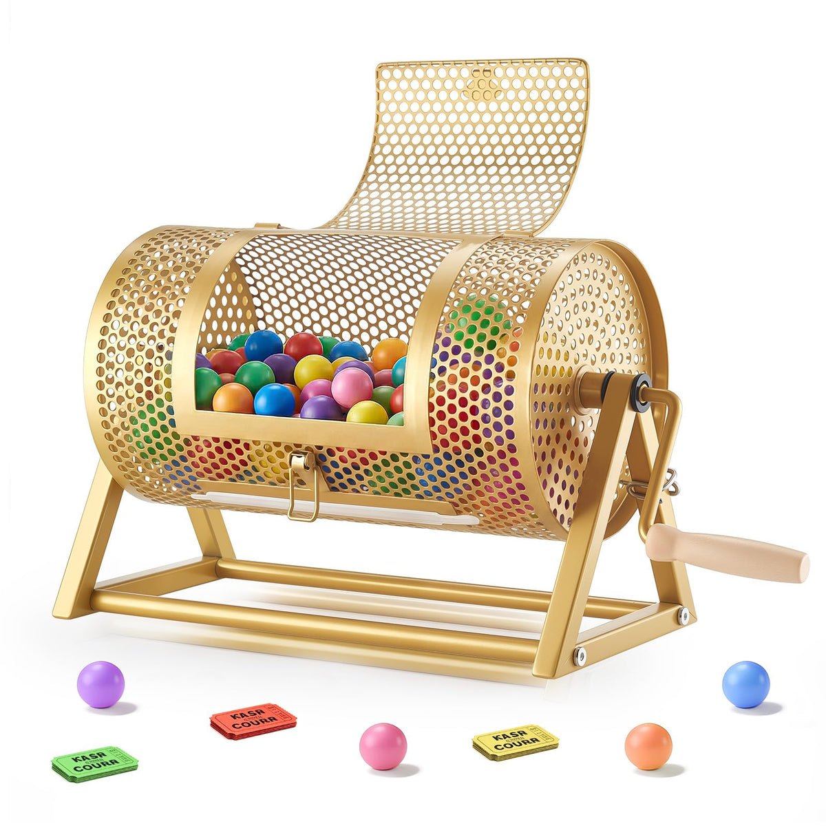 VEVOR Raffle Ticket Spinner, 11.6" x 6.6" Holds 2500 Tickets or 100 Ping Pong Balls, Raffle Drum Lottery Spinning Cage with Reinforced Handle, Stable
