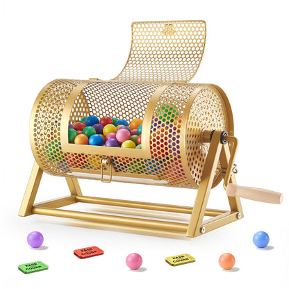 VEVOR Raffle Ticket Spinner, 11.6" x 6.6" Holds 2500 Tickets or 100 Ping Pong Balls, Raffle Drum Lottery Spinning Cage with Reinforced Handle, Stable