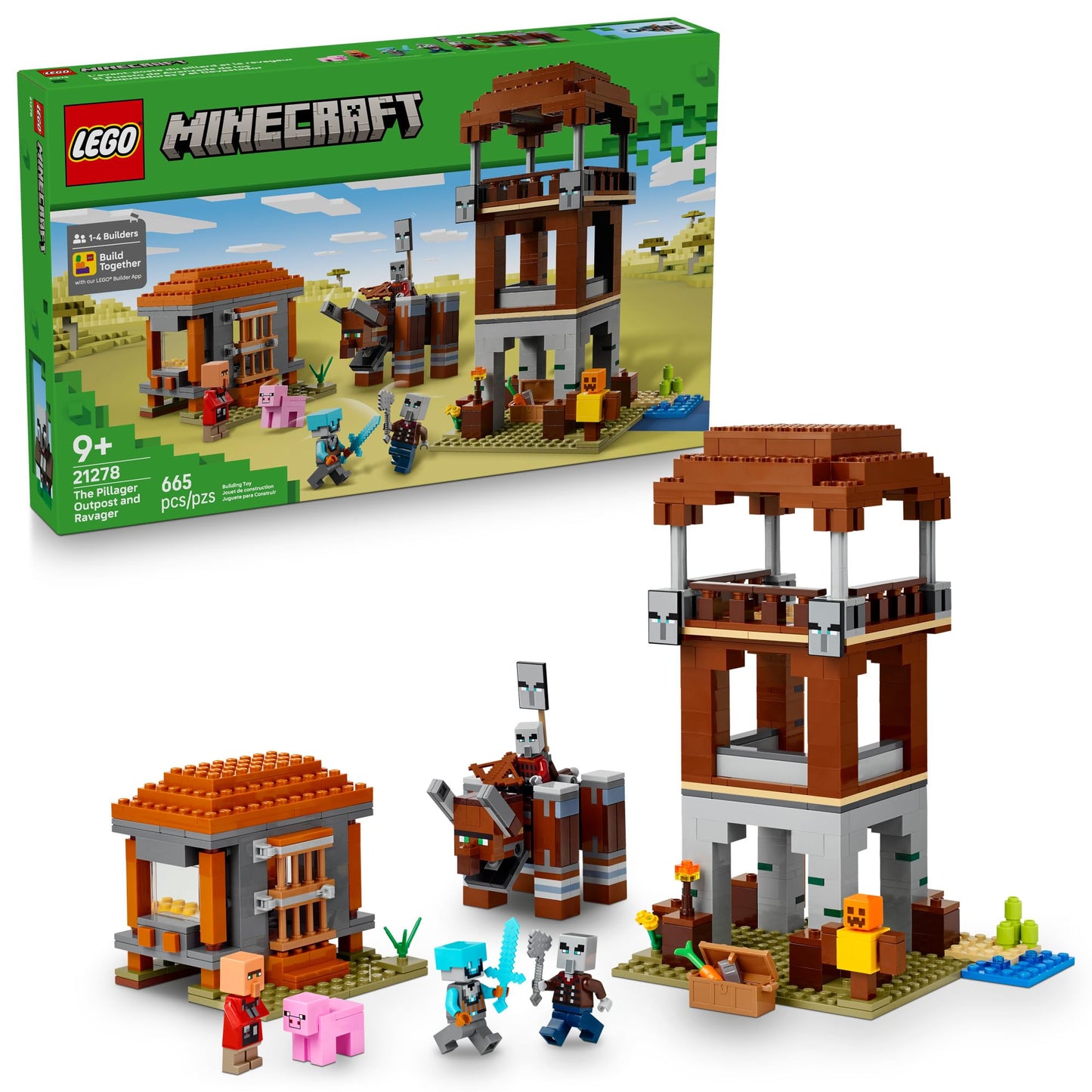 LEGO Minecraft The Pillager Outpost and Ravager Building Toy - Video Game Building Blocks for Kids, Boys & Girls, Ages 9+ - Includes Space Sentinel