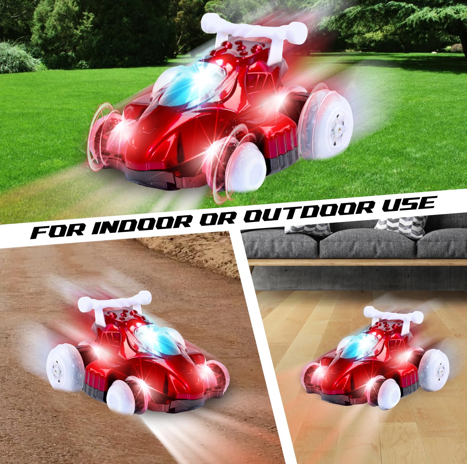 Mindscope Red Hoverquad Radio Control Stunt Action Light Up LED Vehicle 27 MHz