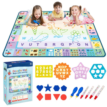 Wildkin Doodle Mat - Extra Large 60 x 42 Inch Water Drawing Mat for Kids, Educational Learning Toy with Letters & Numbers, Mess-Free Coloring