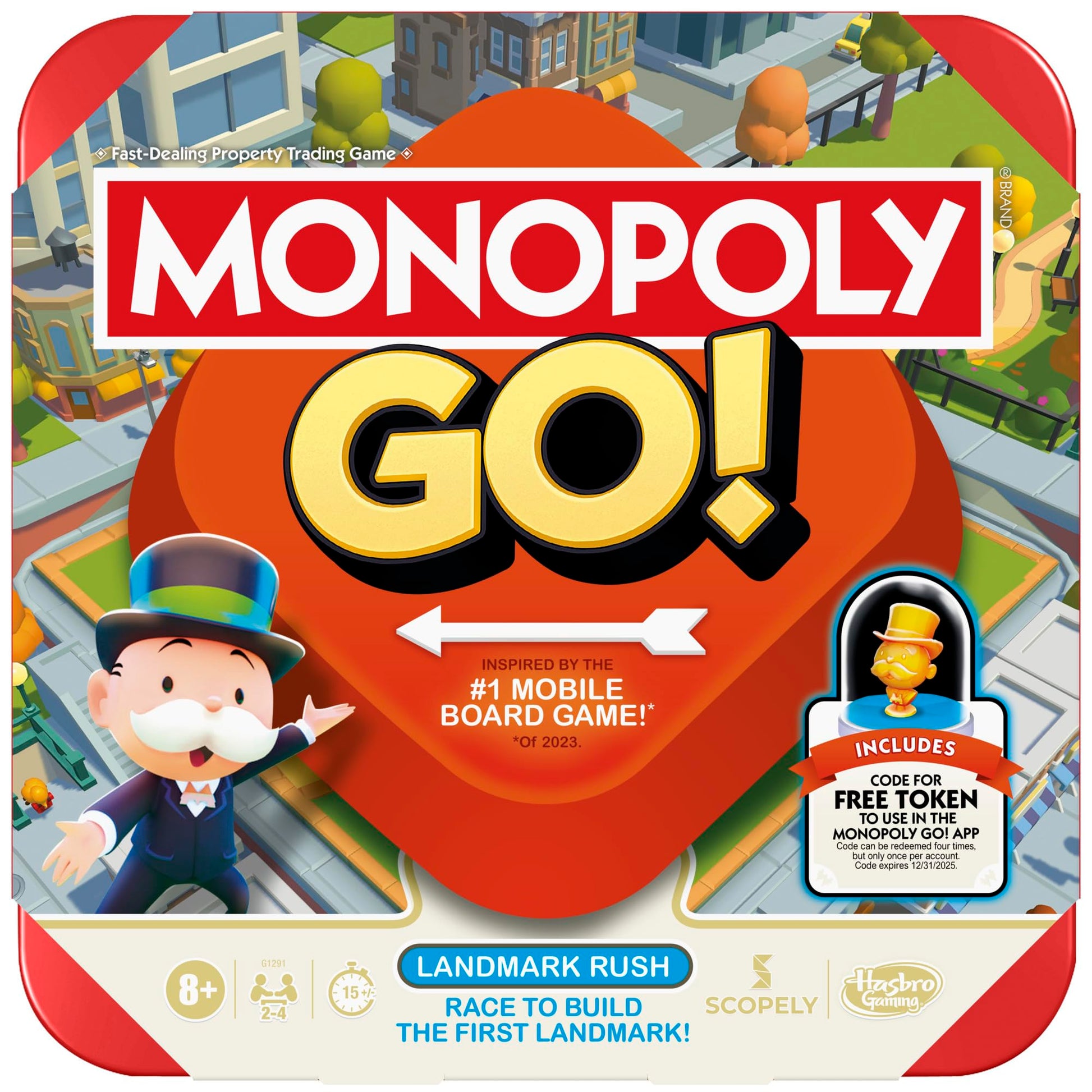 Monopoly GO! Board Game | Inspired by The Popular Mobile Board Game | Ages 8+ | 2-4 Players | 15 Mins. | Family Games | Travel Games for Kids