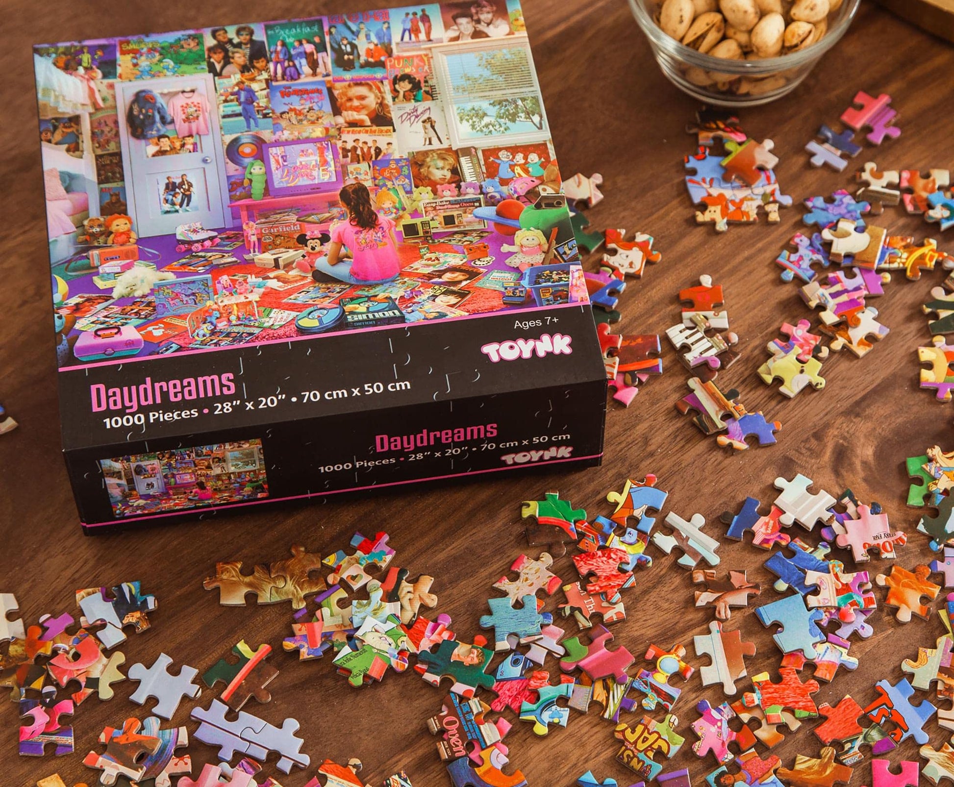 Daydreams '80s and '90s Pop Culture 1000-Piece Jigsaw Puzzle By Rachid Lotf | Educational Brain Teaser, Nostalgic Retro Toys & Games for Kids