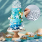 30PCS Starfish Conch Shells Coral Cake Decorations with Ball Beach Themed Ocean Summer Birthday Supplies