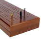Pacific Shore Games Wooden Cribbage Board Game Set, Walnut Stained Continuous 3 Track for 2-3 Players, Card Storage