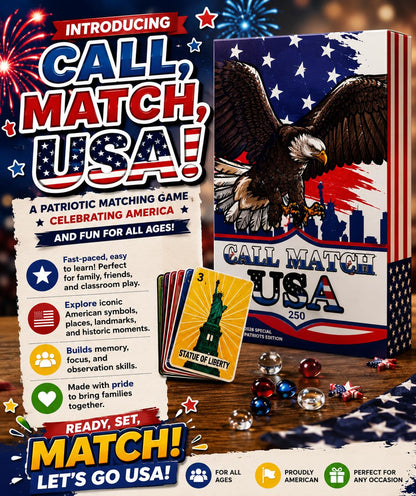 CALL.MATCH CALL MATCH USA! 250th Anniversary American Culture Matching Game | 2-25 Players | Game for All Ages