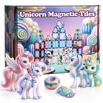 Little Pi Unicorn Toys for Girls Age 4-6 - Unicorn Magnetic Tiles Frozen Toys for Girls Age 4-7 - 3 Year Old Girl Gifts 4 Year Old Girl Birthday Gifts