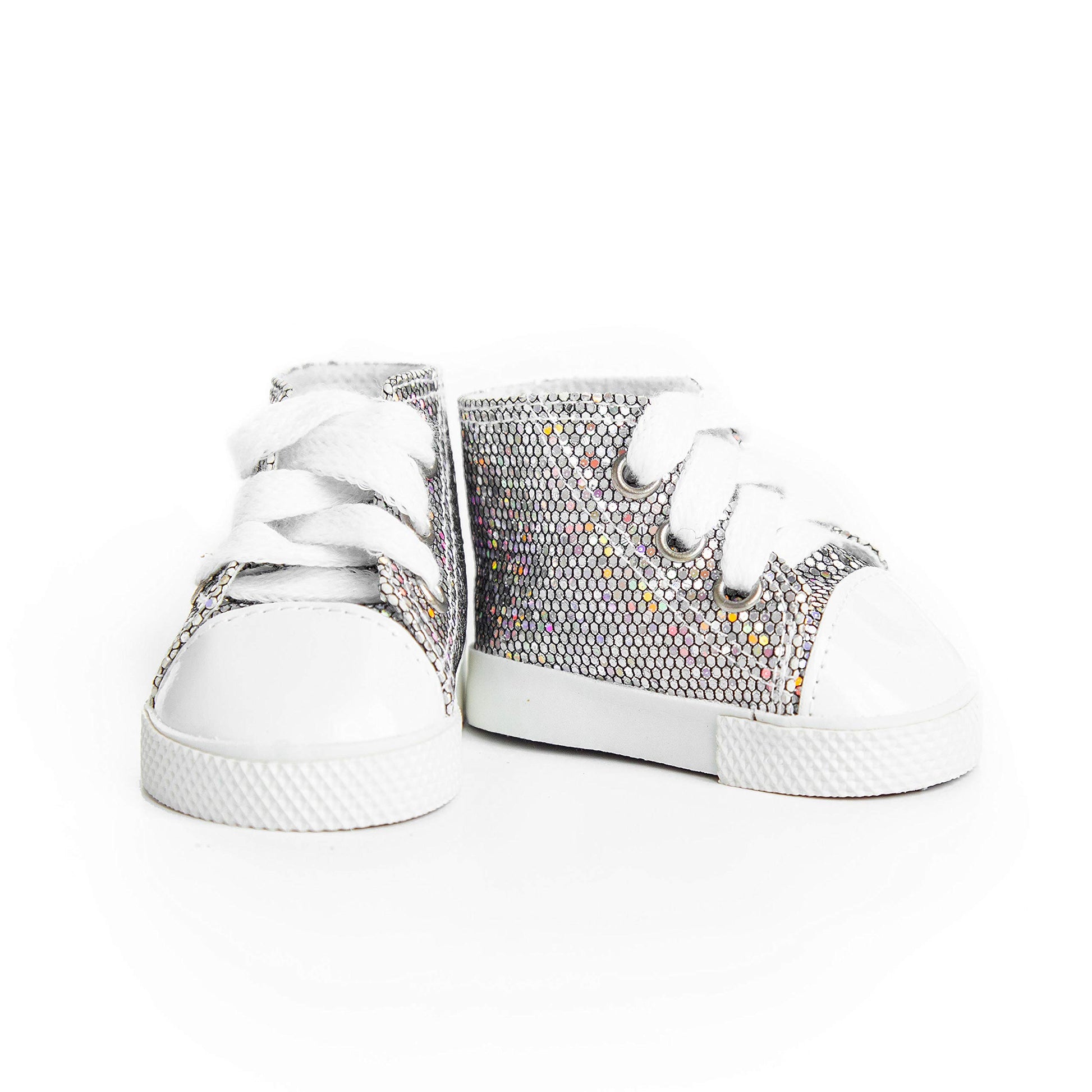 The Queen's Treasures 18 Inch Doll Clothing Shoes, Silver High Top Sneaker, Compatible for Use with American Girl Dolls and Clothes