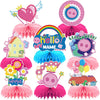 8Pcs Pink Pig Party supplies set Honeycomb Centerpieces Double Sided Table Topper for Birthday Decorations