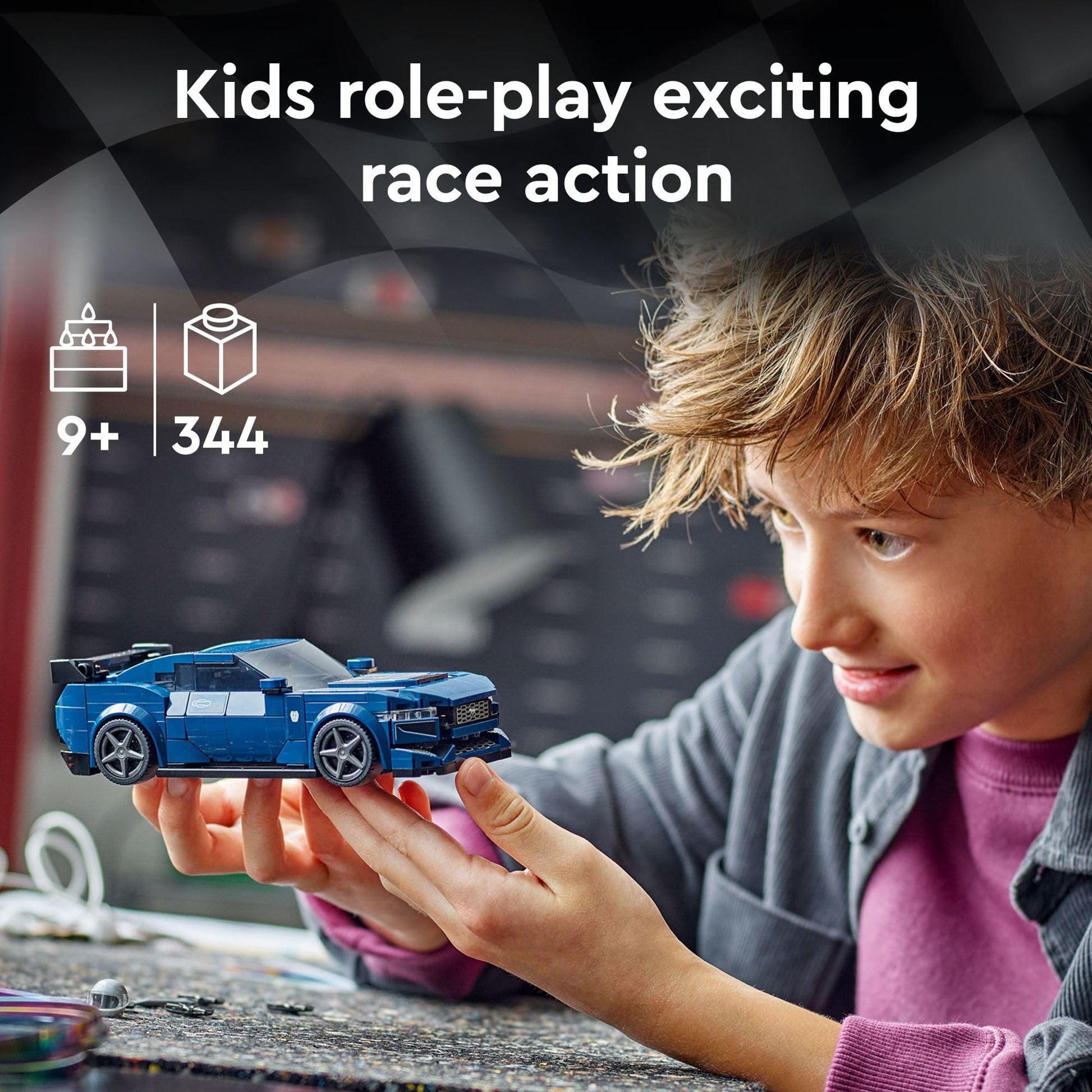 LEGO Speed Champions Ford Mustang Dark Horse Sports Car Toy, Buildable Ford Mustang Toy for Kids, Blue Car Model Set, Gift Idea for Boys and Girls