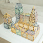 Square House Magnetic Tiles Playset, Building Tiles, Magnet 3D Aesthetic Blocks, Construction Playboards (Translucent 100 Piece)