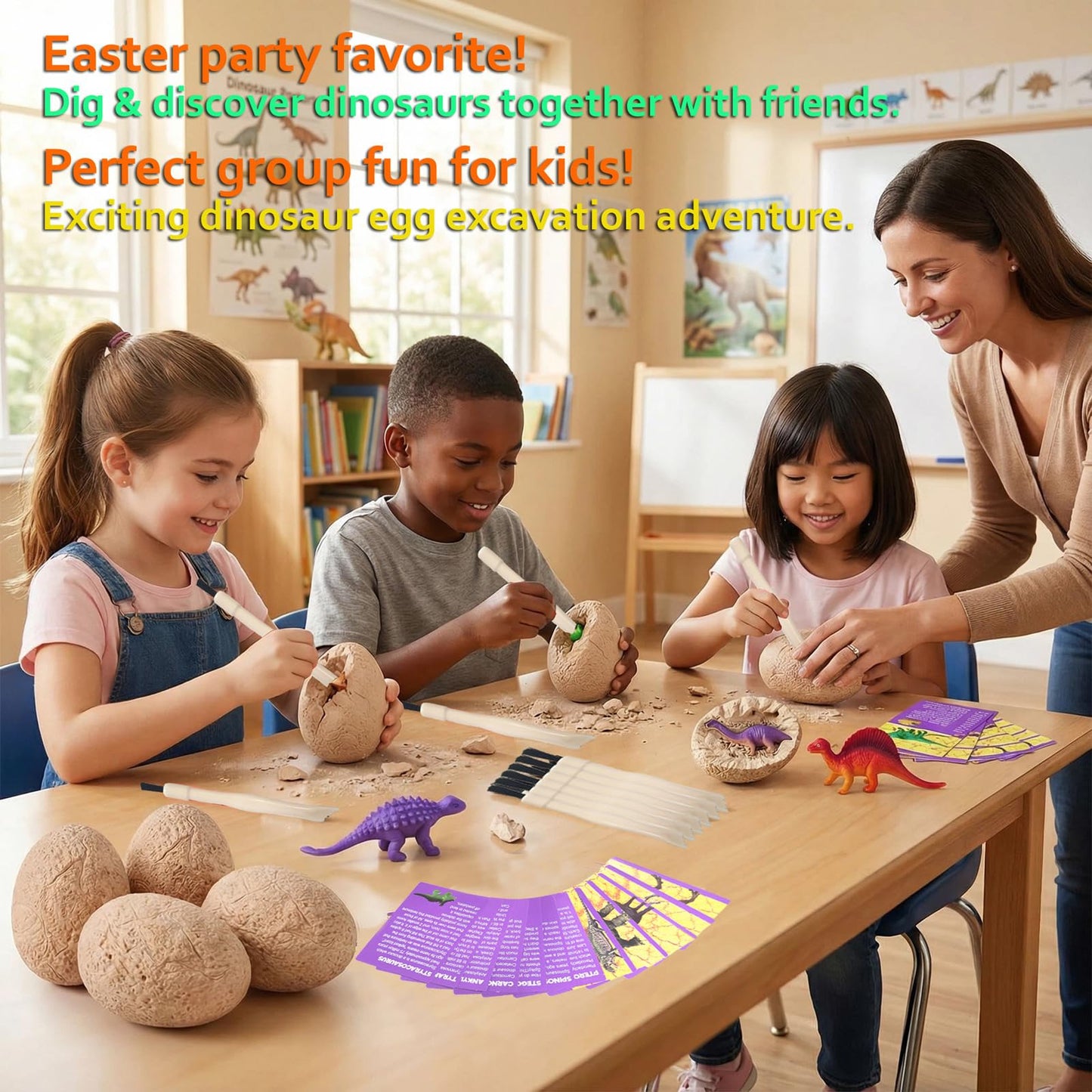 Dino Eggs Dig Kit, 12 Pack Dinosaur Eggs Excavation Science Experiments Kits for Kids 4-12, Dinosaur Toys for 3 4 5 6 7 8 9 10 Year Old Boys Girls