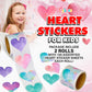 Playbees Watercolor Heart Stickers for Kids - 200 Pack of Rainbow Heart Themed Designs - Valentine’s Day Kids Educational Arts and Crafts