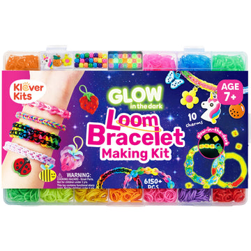 JOVA Klever Kits Rubber Band Bracelet Kit, Glow in The Dark Loom Bracelet Making Kit, 6000+ PCS DIY Set, Crafts for Girls Age 7+