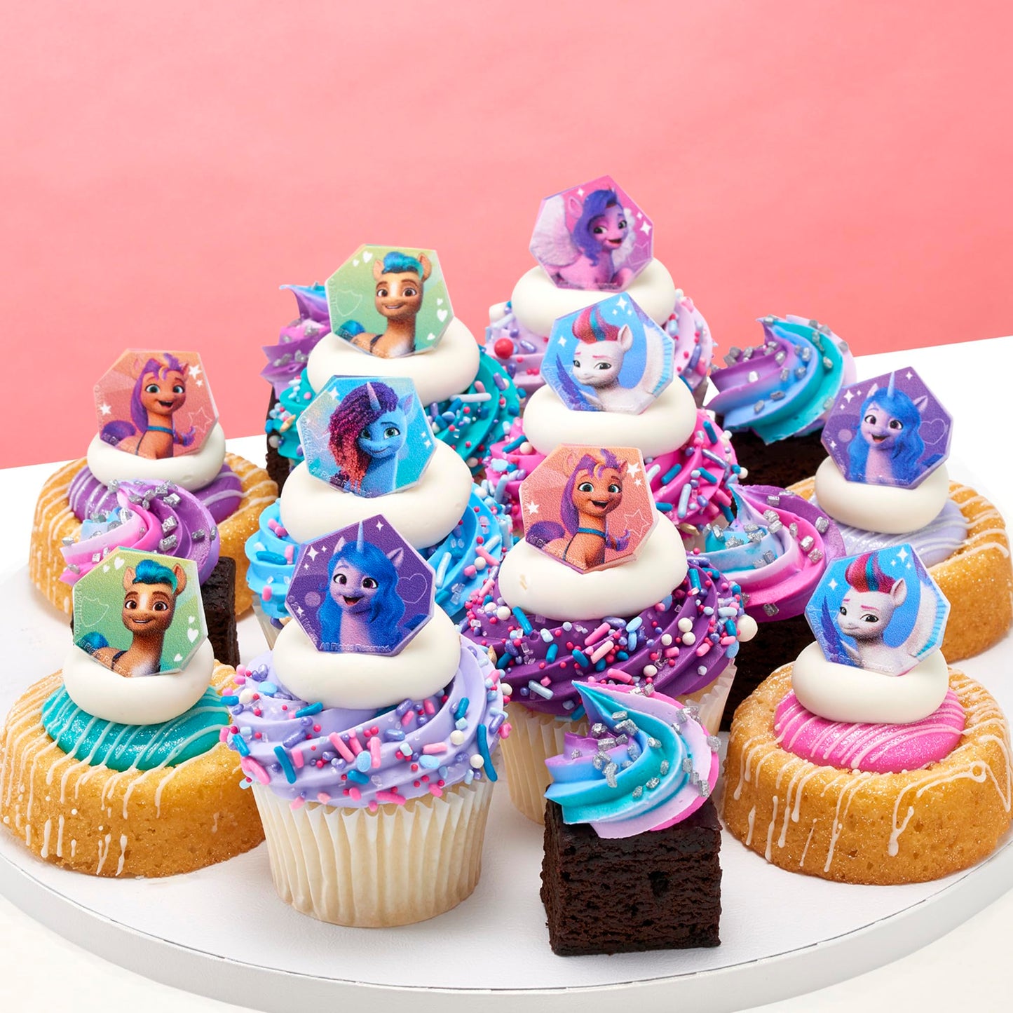 DecoPac My Little Pony Rings, 24 Cupcake Toppers Featuring 6 Designs, Food Safe Cake Decorations For Birthday, Party, Celebration - 24 Pack